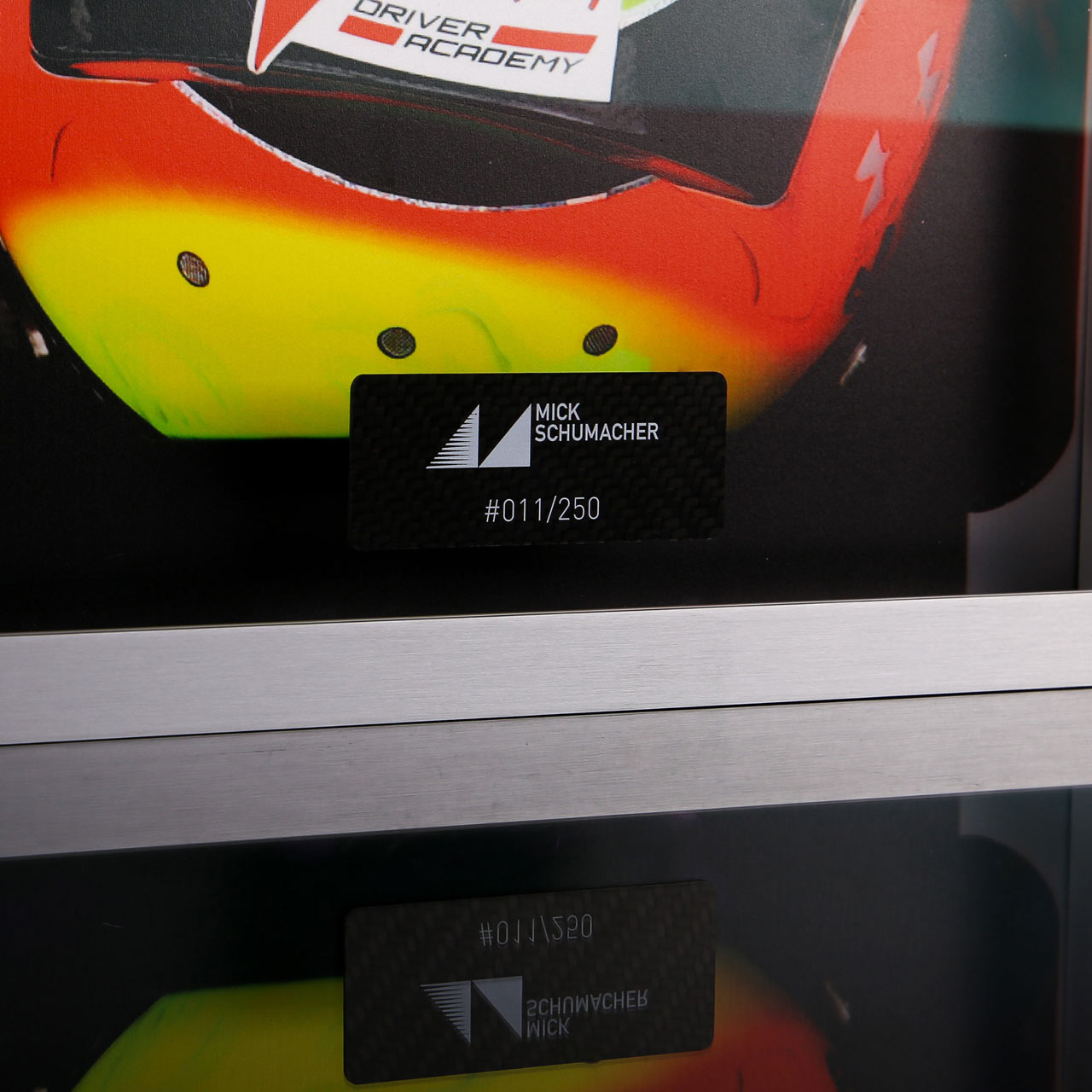 Mick Schumacher 2020 picture with hand painted carbon plate helmet 2020